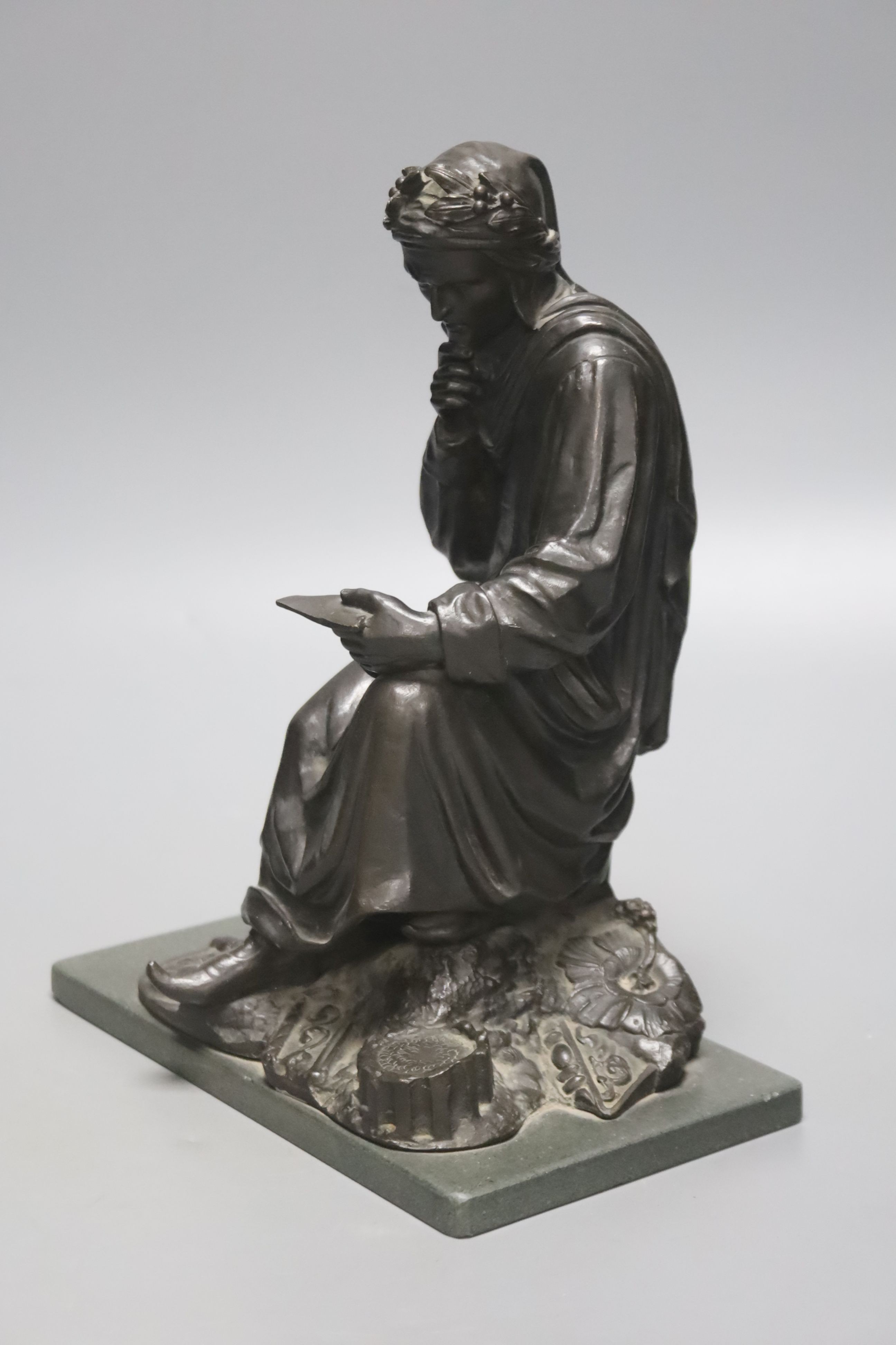A bronze study of Dante, after A.Carrier, height 23cm